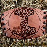 Leather  Bracers Thor's Hammer Mjolnir Scale design: a pair